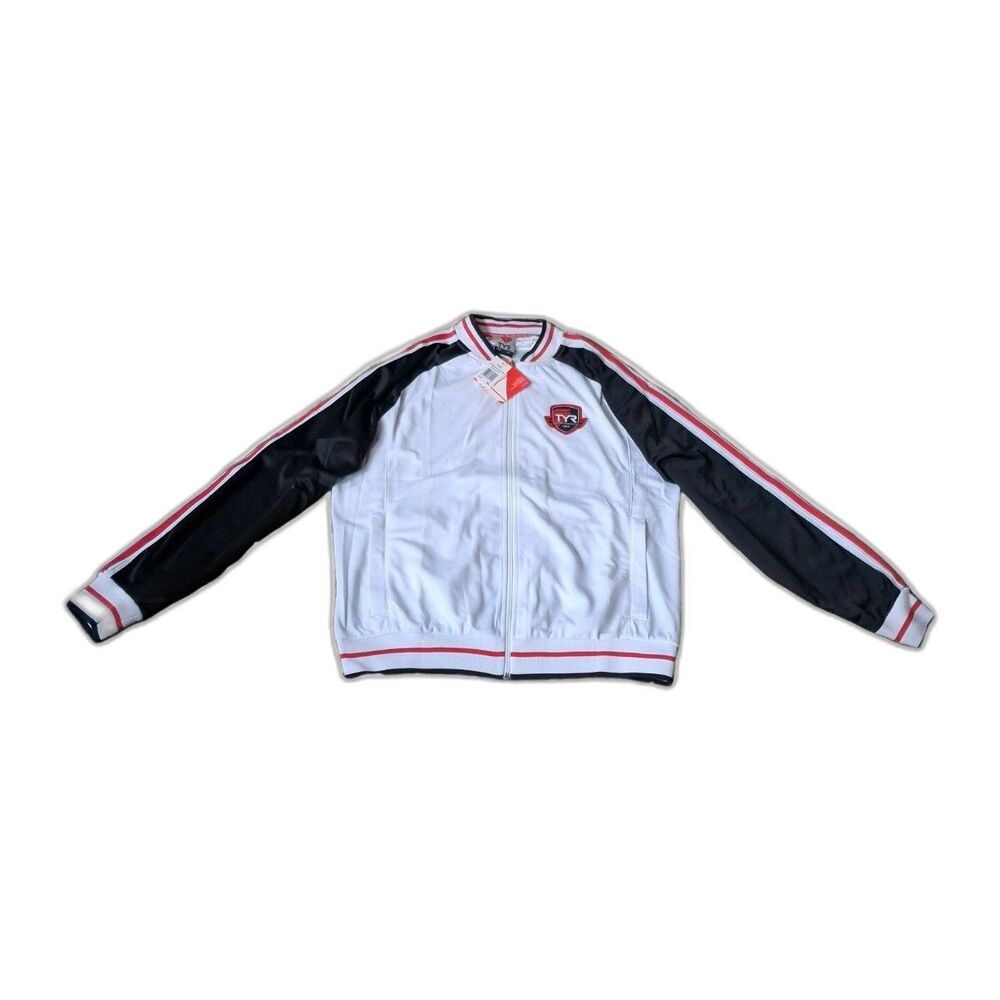 TYR Red Line Full Zip Track Jacket Mens XL NWT Black White Stripe Y2K Blokecore